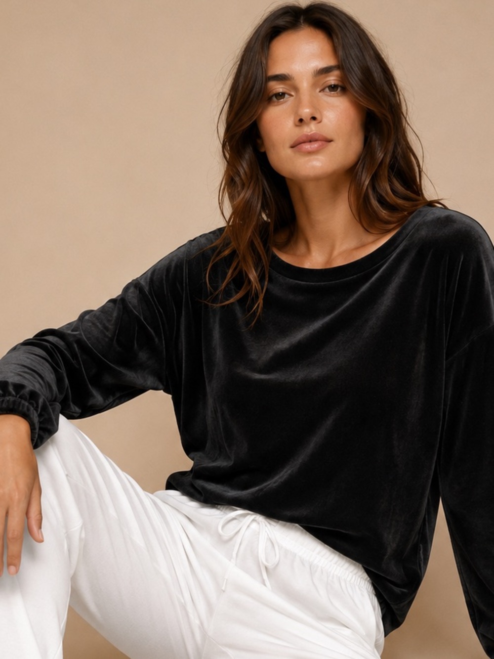 Old Navy Black Velvet Long Sleeve Top XL Quiet Luxury
